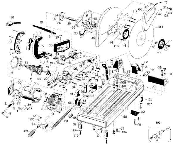 Page A Diagram and Parts List for 3934 Type 3 Black and Decker Chop Saw